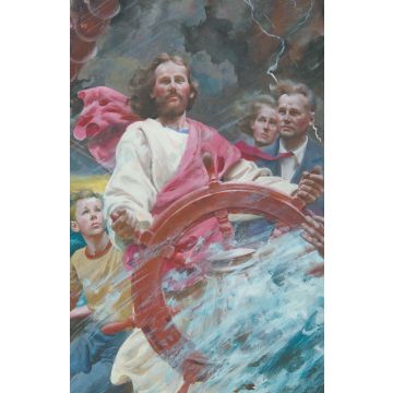 Jesus Pilots Boat in Storm Church Bulletin 9987(pkg of 100)