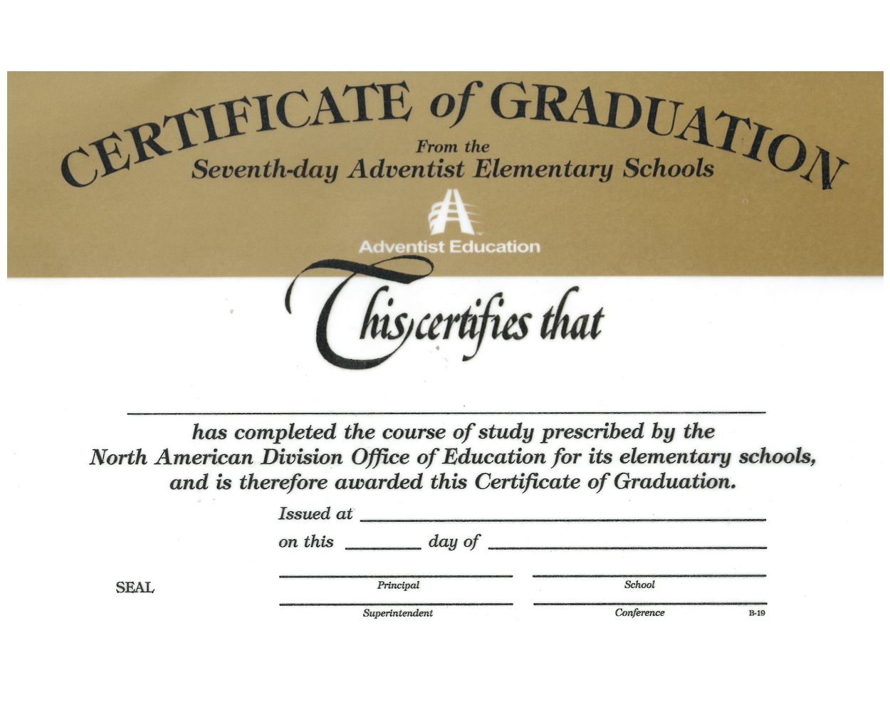 Certificate of Graduation (Elementary)