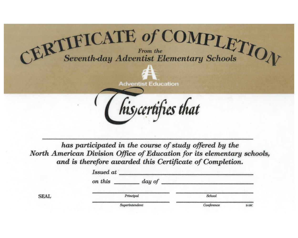 Certificate of Completion (Elementary)